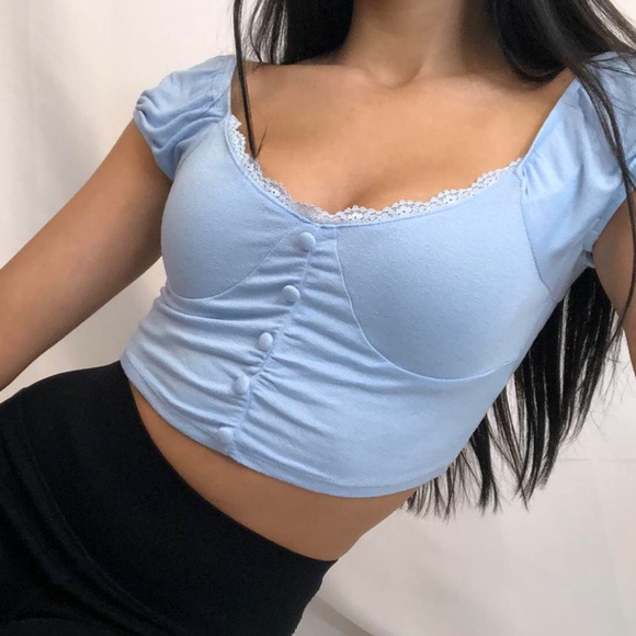 BLUE CROPPED TOP - Picture 4 of 4